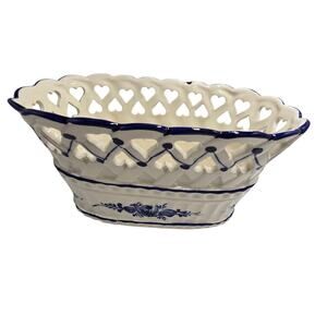 Portugal Floral Lattice Ceramic Lattice Bowl Signed RCCL Hand Painted Numbered